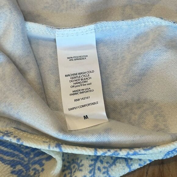 NWT LuLa Roe Cassie Paisley Print Pencil Skirt Cream/Blue Medim - Picture 9 of 10